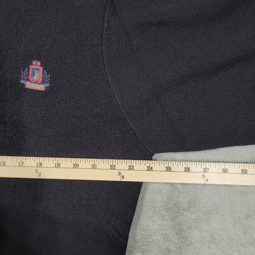 Vintage Izod Cardigan Sweater XL Black Button Up Crest Acrylic Preppy Grandpa - Picture 6 of 8